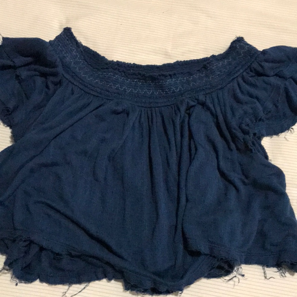 Navy off the shoulder tee